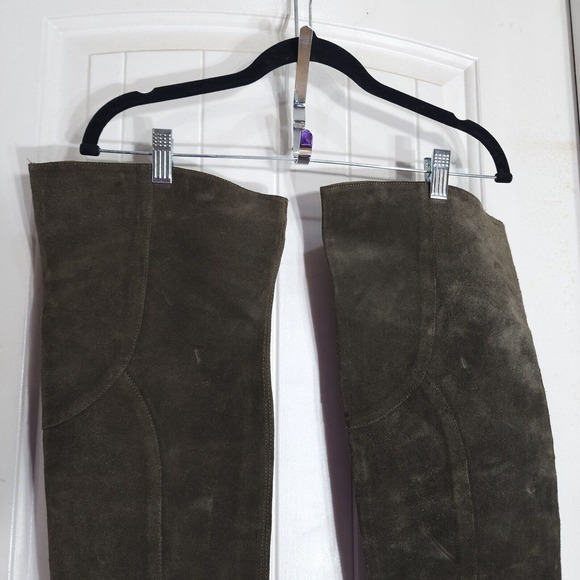 The Cool People Womens Boots Army Green Suede Leather OTK Thigh High Shoes 38 8 - Picture 5 of 15